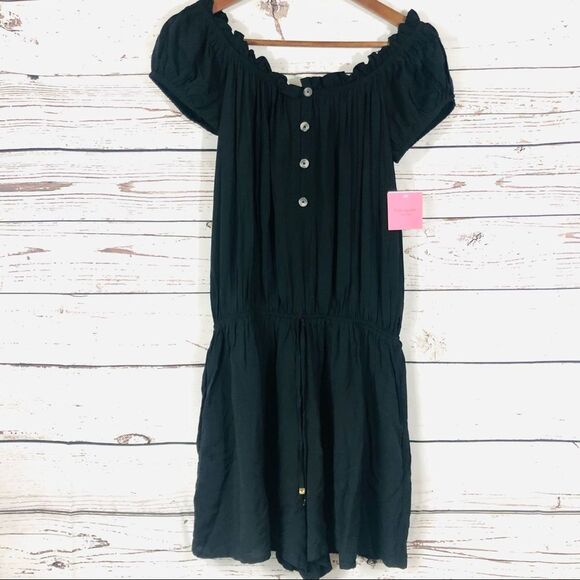 KATE Spade Off-the-Shoulder Swim Cover Up Romper Black XS - Picture 5 of 11